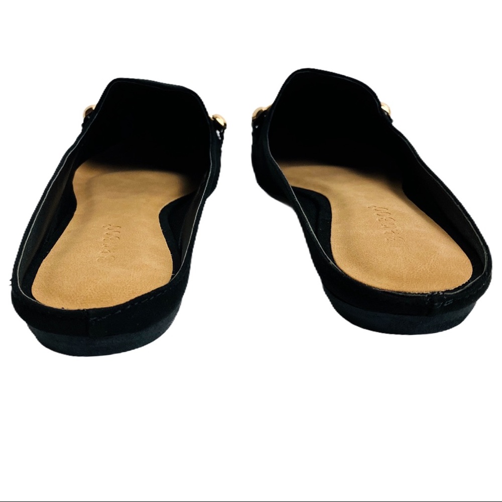 Bamboo Black Suede Pointed Toe Rose Gold Bit Mules - Picture 6 of 6